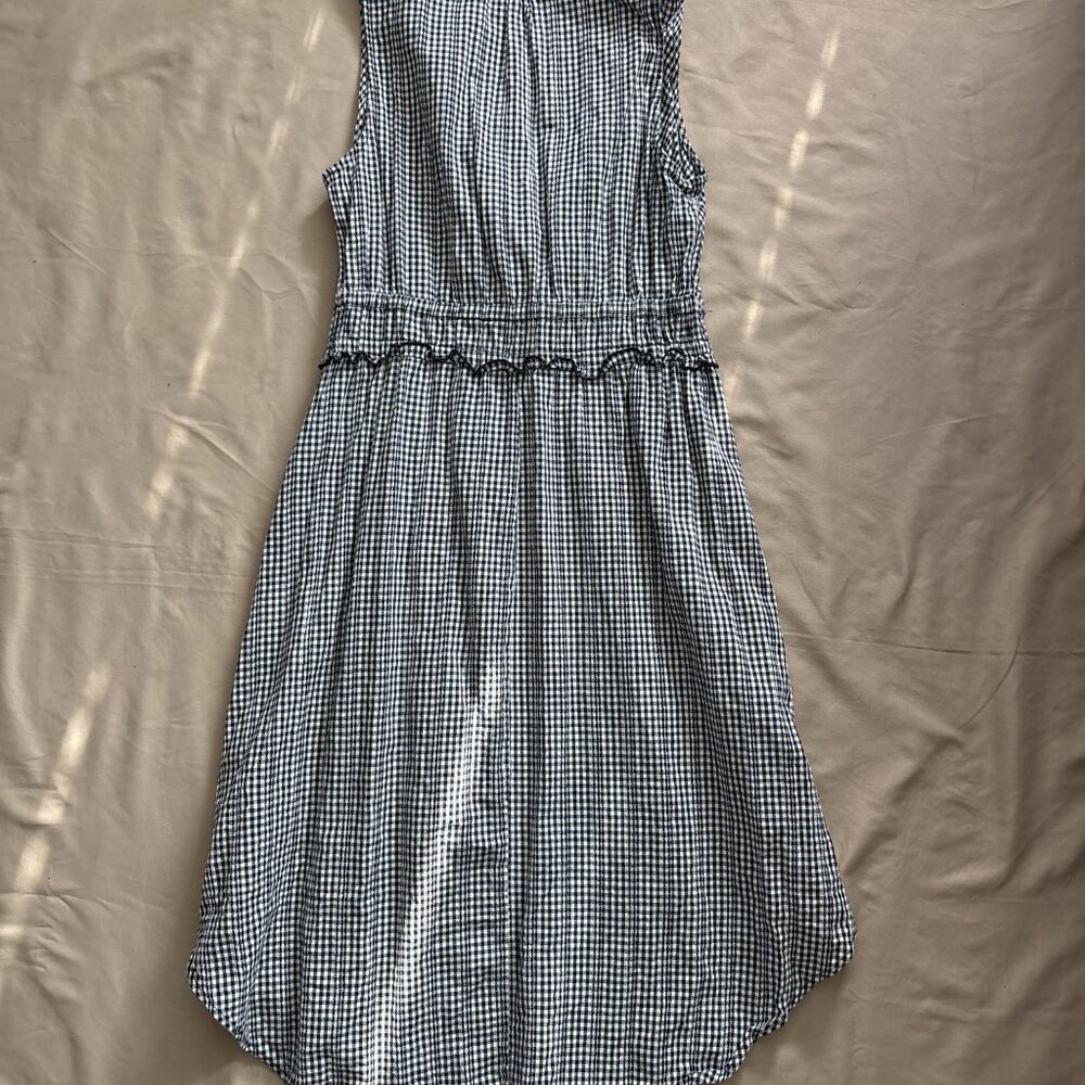 Hope & Harlow Navy Gingham Surplice Midi Dress Sz 12 Cotton - Picture 6 of 6